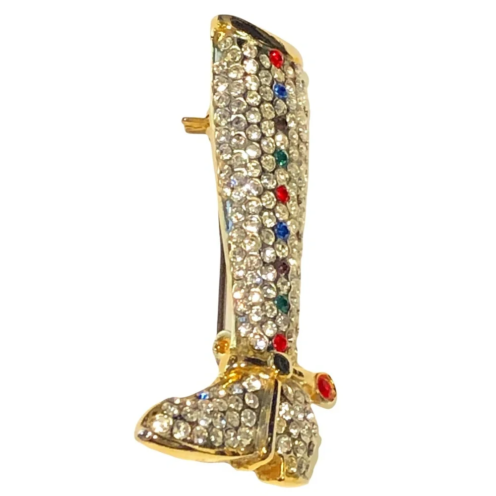 VINTAGE CRYSTAL COWBOY BOOT BROOCH